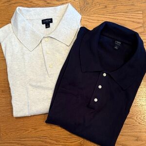 J. Crew Factory Men's Sweater Polos - Oatmeal & Navy